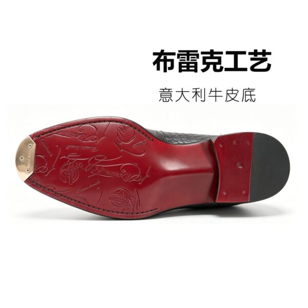 GRANDMARK croc-embossed penny loafer men's dress shoes, Blake-stitched leather sole, white background