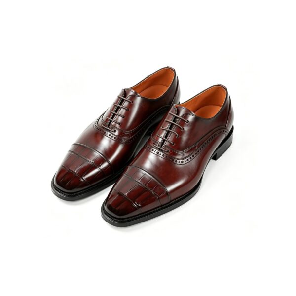 embossed-toe-cap-toe-oxford-side-1 GRANDMARK cap-toe oxford men's dress shoes, side profile, white background