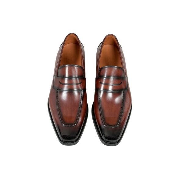 plain-penny-loafer-top-2 GRANDMARK penny loafer men's dress shoes, top view, white background