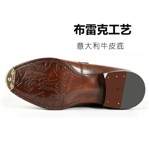 round-toe-penny-loafer-sole-2 GRANDMARK round-toe penny loafer men's dress shoes, Blake-stitched leather sole, white background