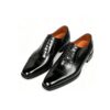 GRANDMARK semi-brogue cap-toe oxford men's dress shoes, three-quarter view, white background