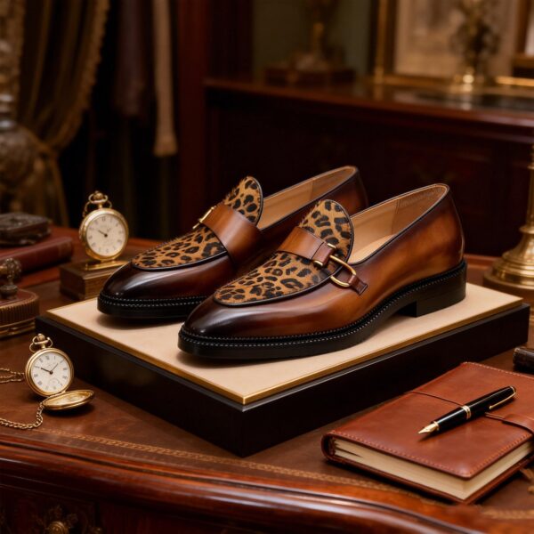Leopard-Print Horsebit Loafer detail, model 2602