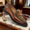 Leopard-Print Horsebit Loafer detail, model 2602