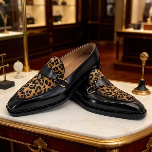 Leopard-Print Horsebit Loafer detail, model 2602