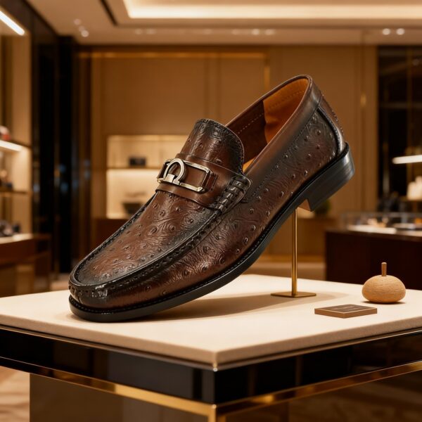 Ostrich-Print Horsebit Loafer detail, model 2881-13