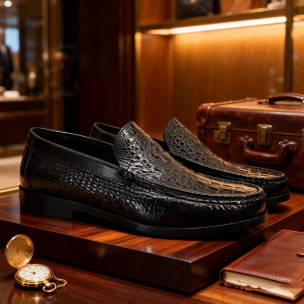 Croc-Embossed Slip-On Loafer detail, model 2881-29