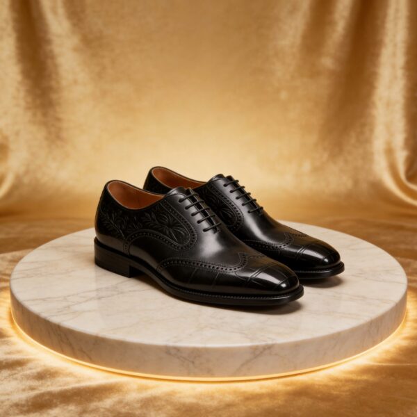 Croc-Embossed Oxford men's formal leather dress shoe, GRANDMARK promotional photo
