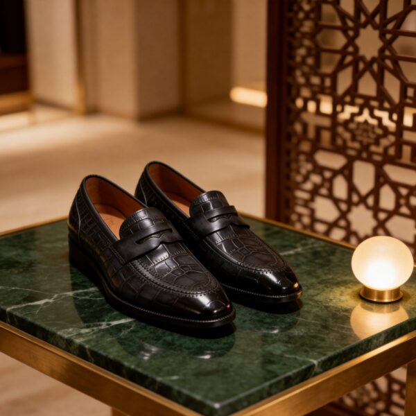 Croc-Embossed Penny Loafer men's formal leather dress shoe, GRANDMARK promotional photo