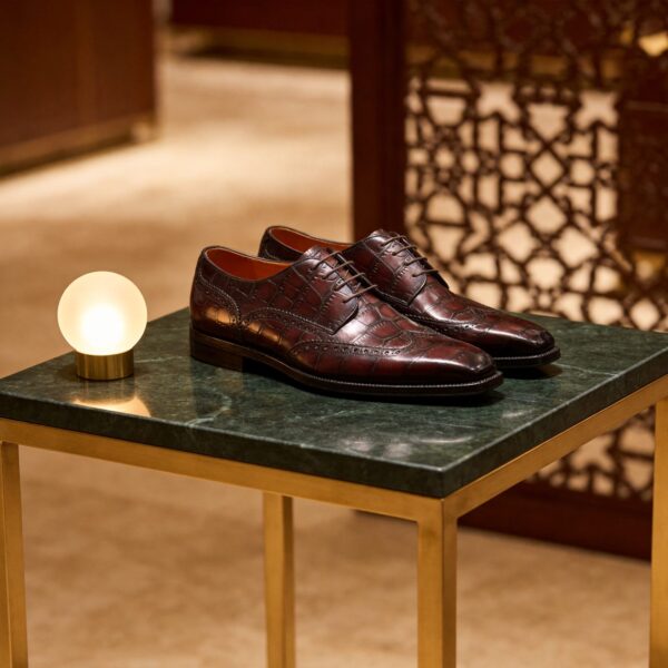 Croc-Embossed Wingtip Oxford men's formal leather dress shoe, GRANDMARK promotional photo