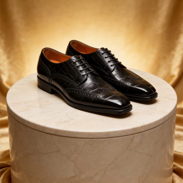 Croc-Embossed Wingtip Oxford men's formal leather dress shoe, GRANDMARK promotional photo
