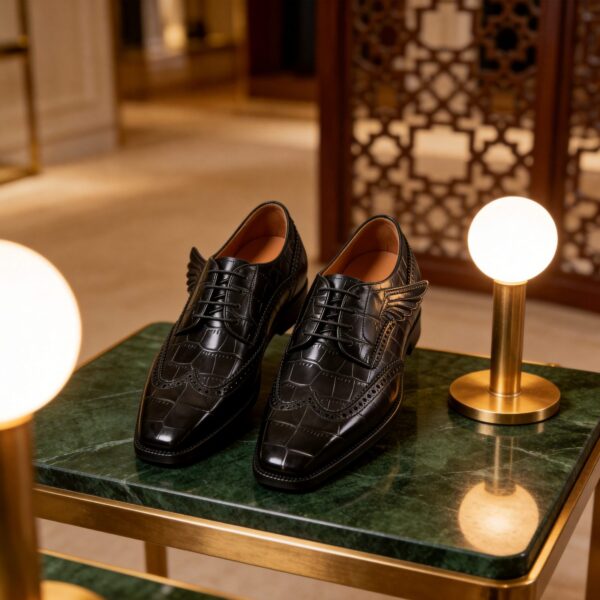 Croc-Embossed Wingtip Oxford men's formal leather dress shoe, GRANDMARK promotional photo