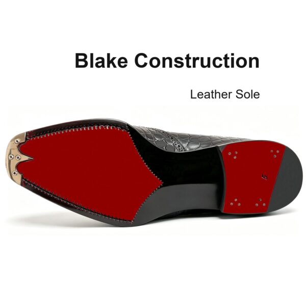 Croc-Embossed Wingtip Oxford leather sole, Blake construction