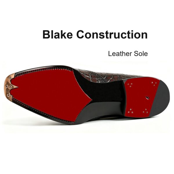 Croc-Embossed Wingtip Oxford leather sole, Blake construction