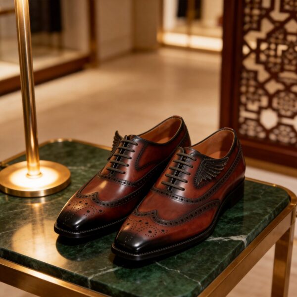 Polished Wingtip Oxford men's formal leather dress shoe, GRANDMARK promotional photo